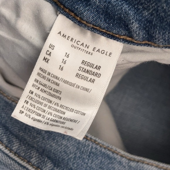 American Eagle Baggy Jeans Women's 16 Blue Medium Wash Faded Wide Leg Skater - Picture 4 of 10